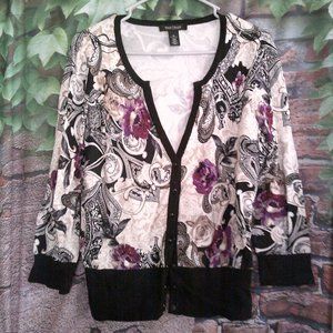 Mixed Print Snap Button Down Cardigan